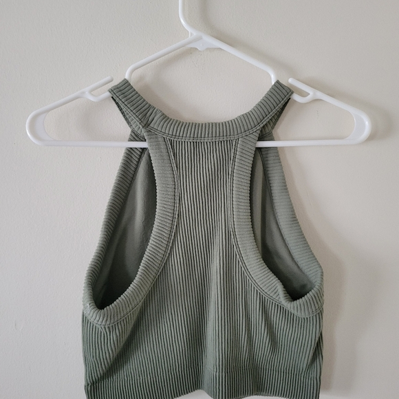 Aerie Superchill Green Ribbed Crop Top - Picture 6 of 9